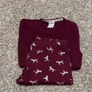 Burgundy Dog PINK Print Pajama Set
